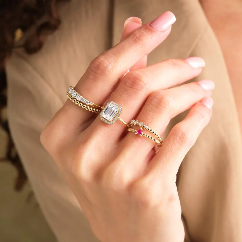 emerald cut moissanite ring