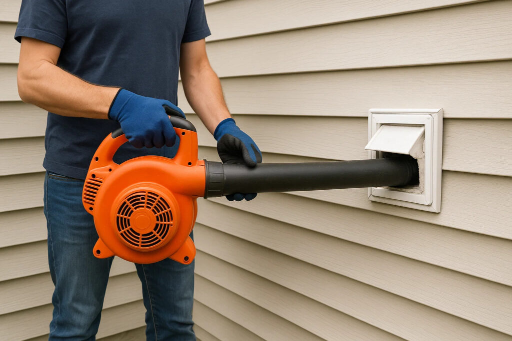 Cleaning Dryer Vent With Leaf Blower